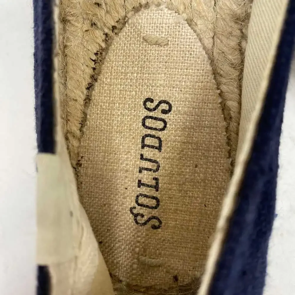 Soludos Navy Blue Yellow Embroidered Espadrille Flats | Women’s 7